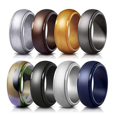 El silicón de Ring Step Edge Wedding Band del silicón del superventas del Amazonas se divierte los anillos para los hombres