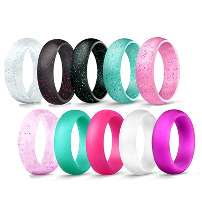 Anillos de encargo elegantes del silicón de las mujeres con los anillos de bodas elegantes de destello finos del silicón