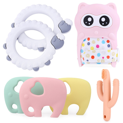 Bebé no tóxico Teethers, juguetes de goma antiusuras del silicón de la categoría alimenticia para el bebé